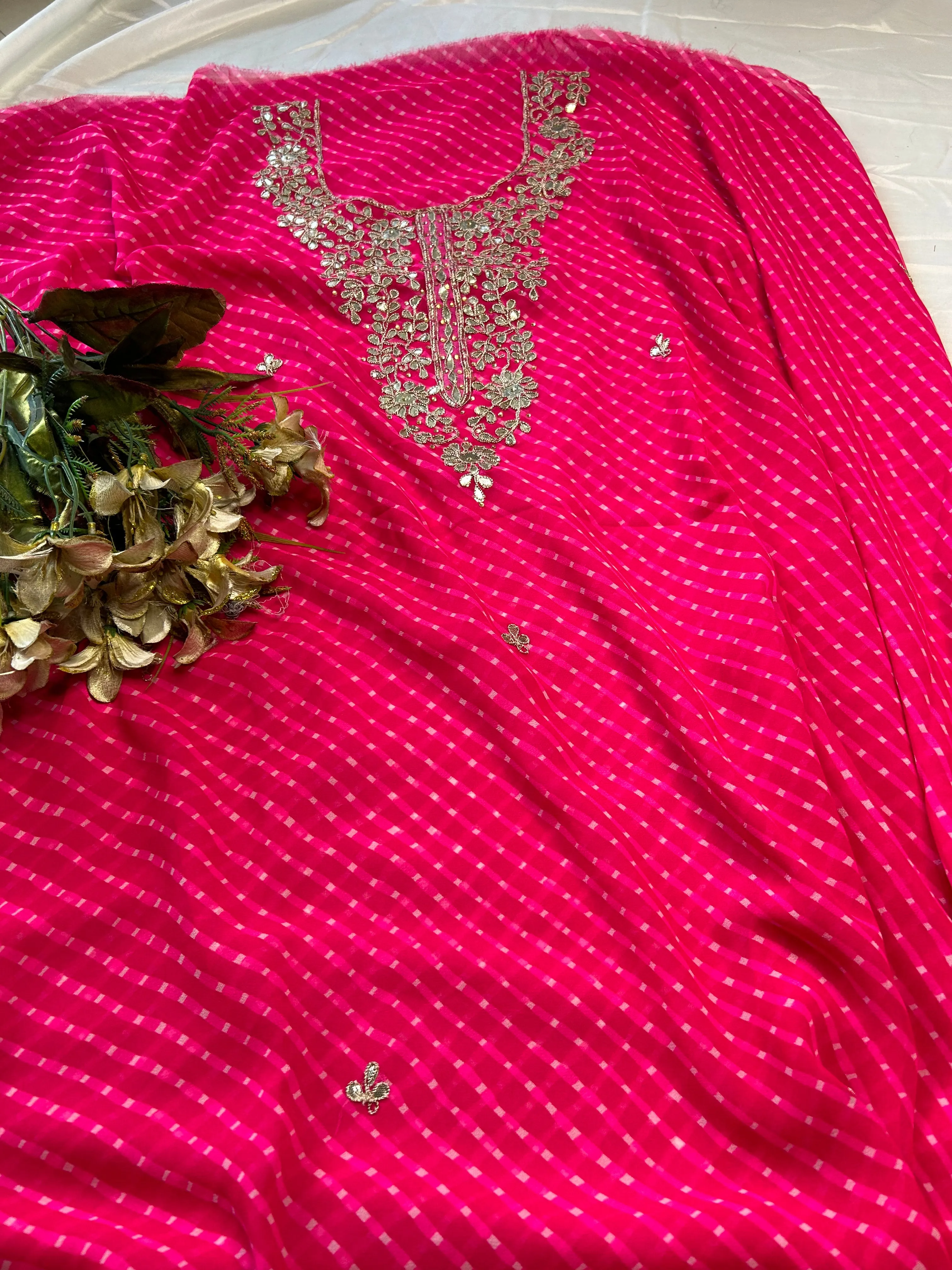 Pink Gota Patti Georgette Kurti