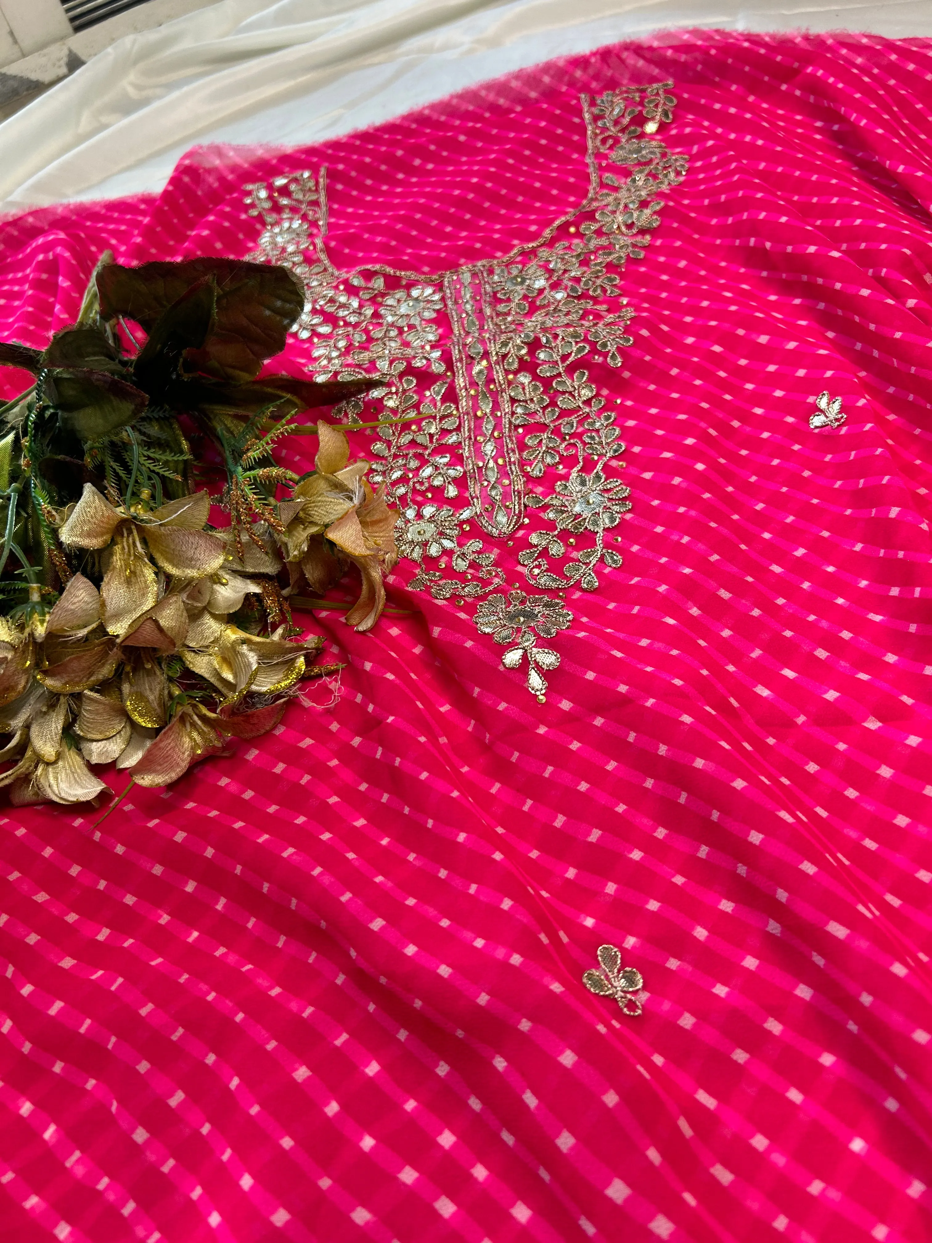 Pink Gota Patti Georgette Kurti