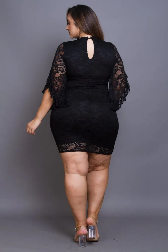 Plus Size Lace Elegant Midi Dress