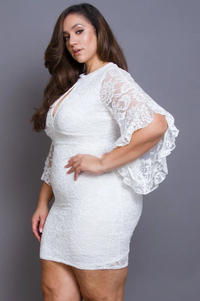 Plus Size Lace Elegant Midi Dress