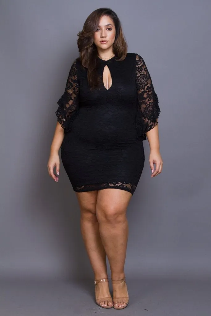 Plus Size Lace Elegant Midi Dress