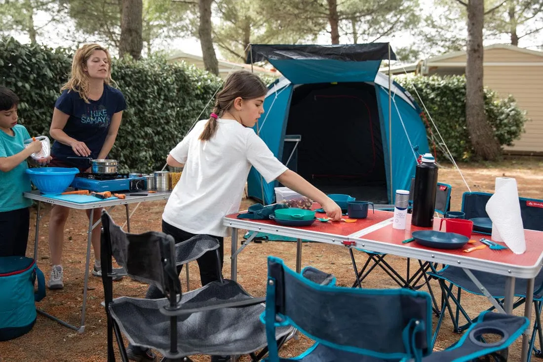 Popote 100 de camping et bivouac en acier inox - 2 personnes - 10 éléments.