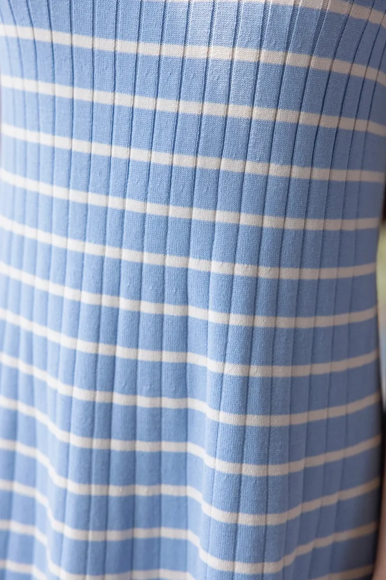 Powder Blue Striped Knit Dress