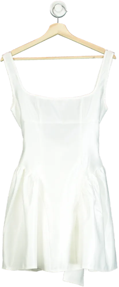PrettyLittleThing White Bow Back Detail Skater Dress UK 8