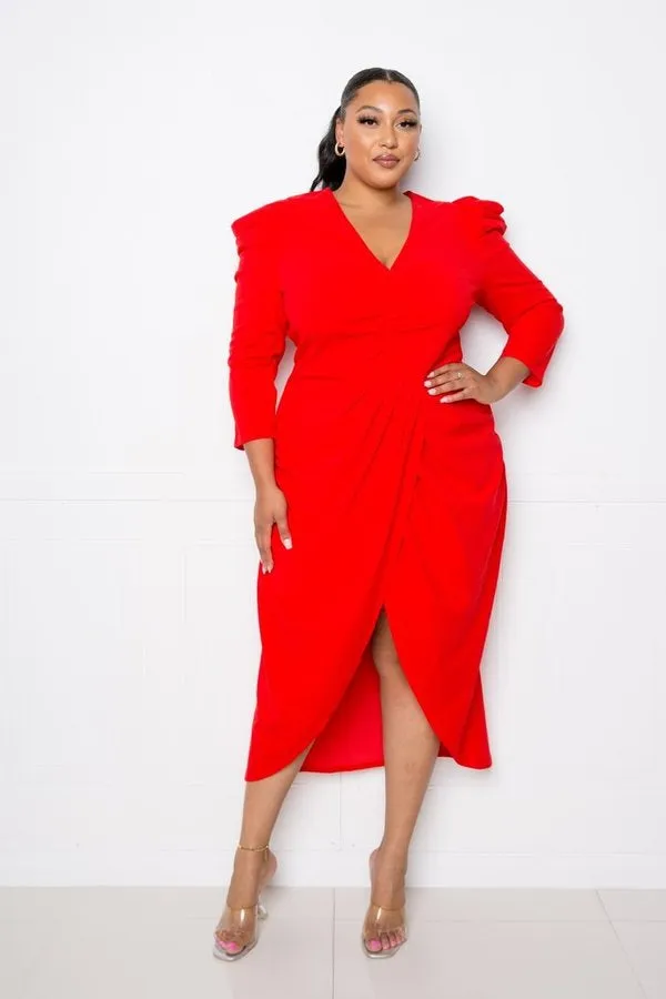 Puffed Sleeve Tulip Dress