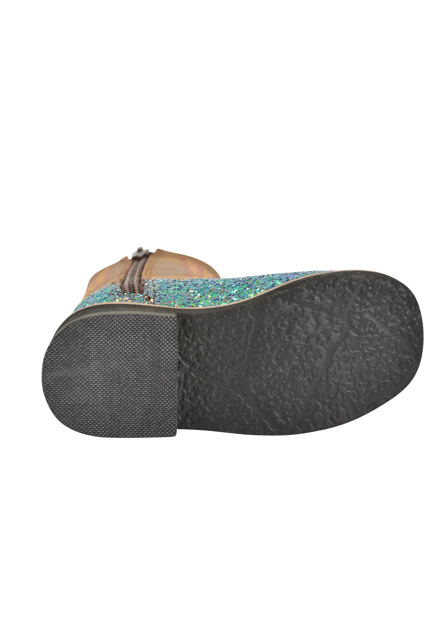 Pure Western Sadie Toddler Boot - Blue Glitter/Brown