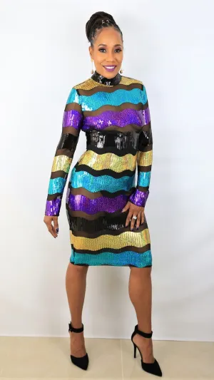 Rainbow Goddess Sequins Dress