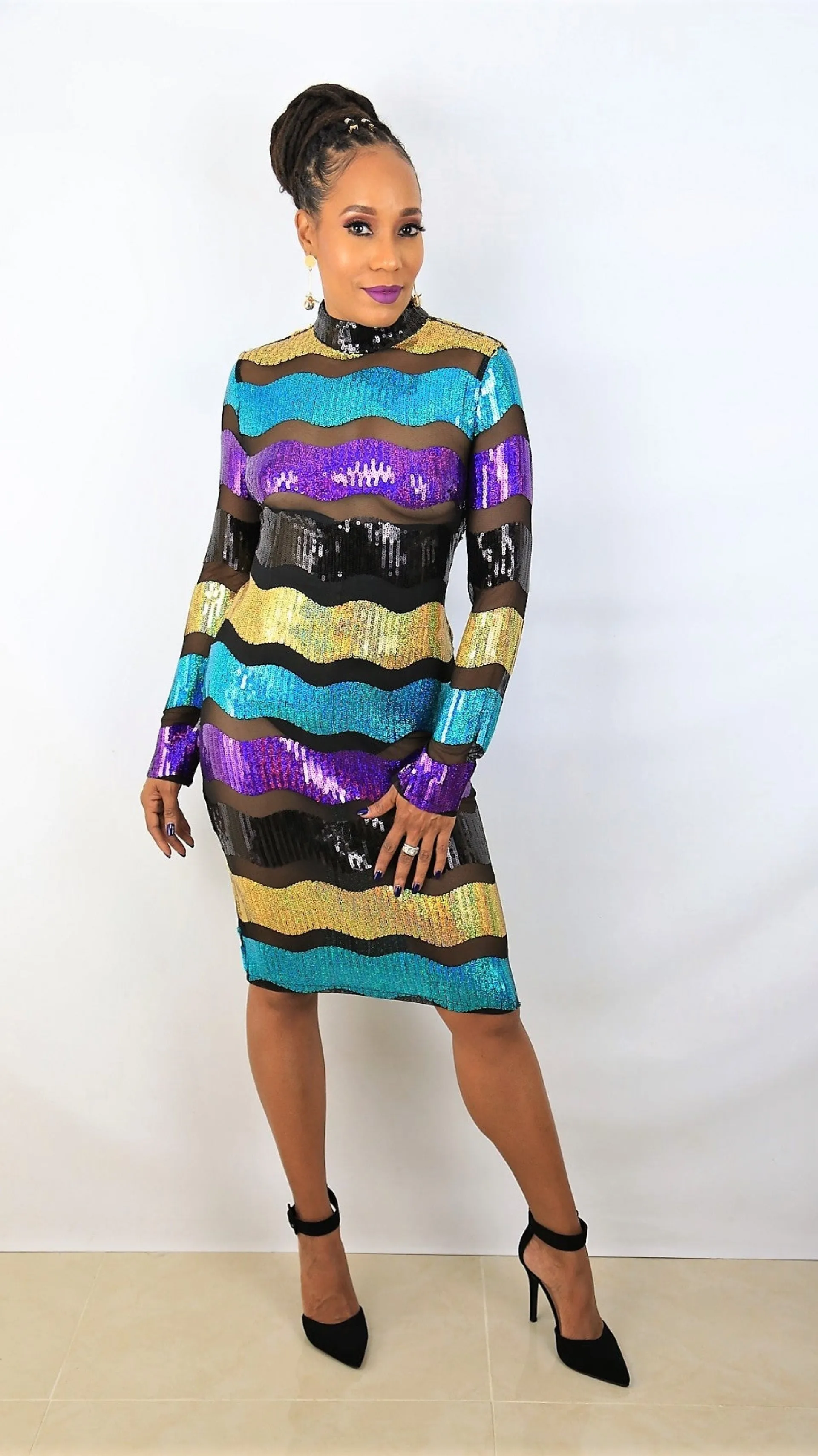 Rainbow Goddess Sequins Dress
