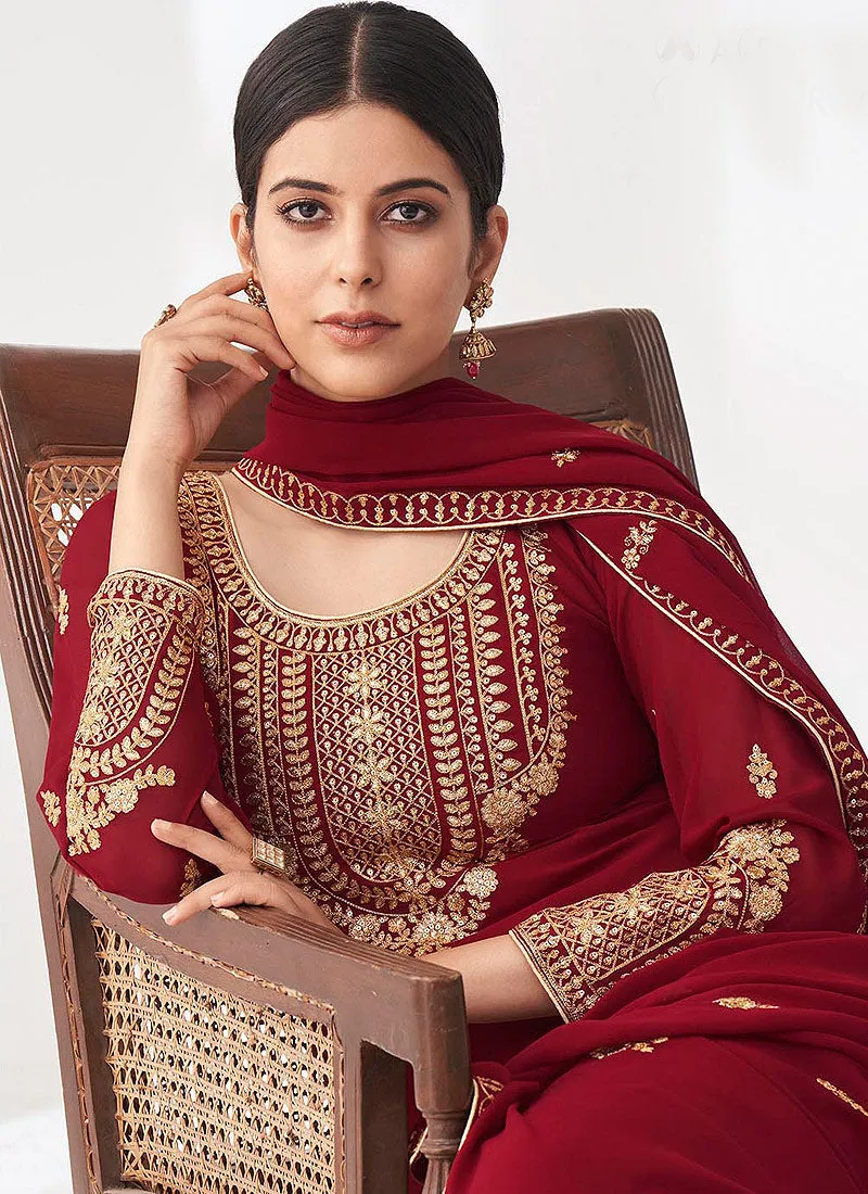 Red Golden Salwar Kameez