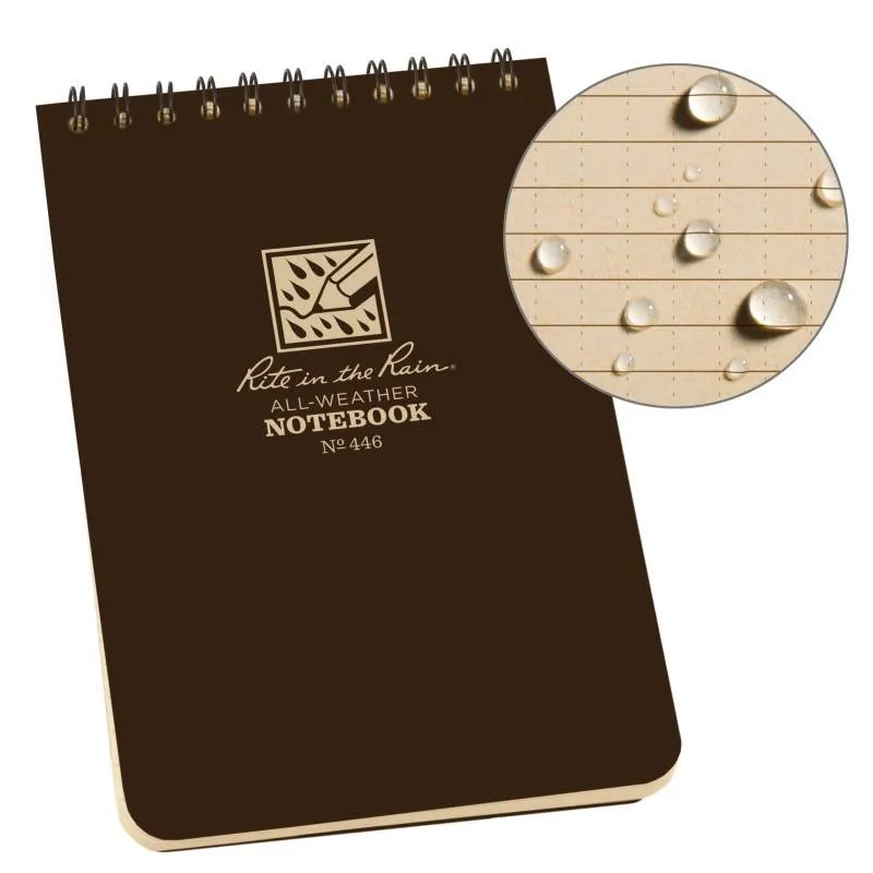 Rite in the Rain No446 Top Spiral 4x6 Notebook Universal Brown