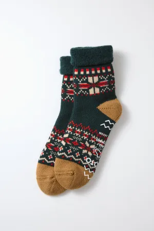 RoToTo Comfy Room Snow Flake Socks / Forest Green