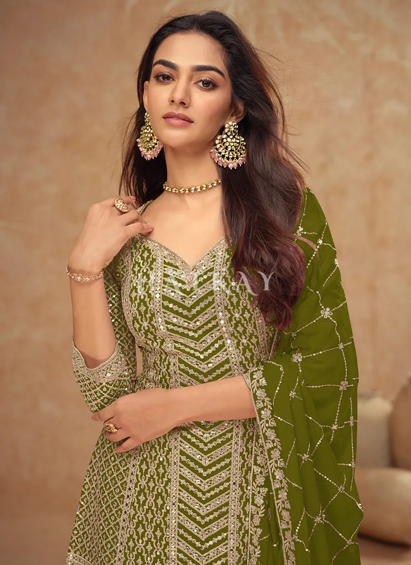 Sage Green Pakistani Sharara Suit