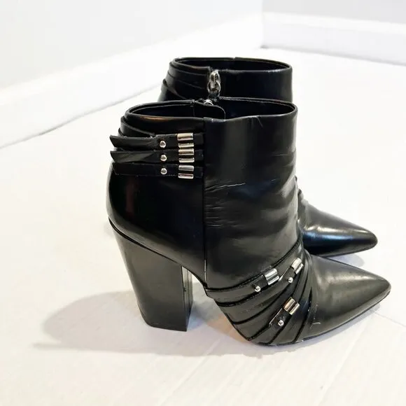 🌷SALE L.A.M.B. Martini Boot Size 7 Buckles Rocker Moto Heeled Boot Studded