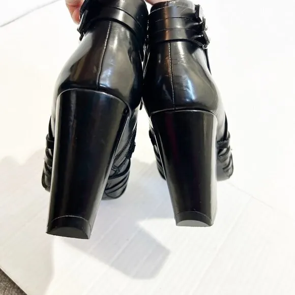 🌷SALE L.A.M.B. Martini Boot Size 7 Buckles Rocker Moto Heeled Boot Studded