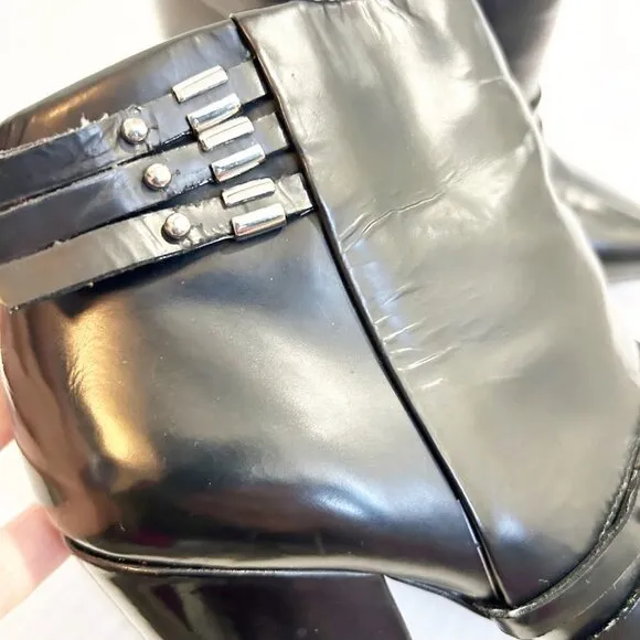 🌷SALE L.A.M.B. Martini Boot Size 7 Buckles Rocker Moto Heeled Boot Studded