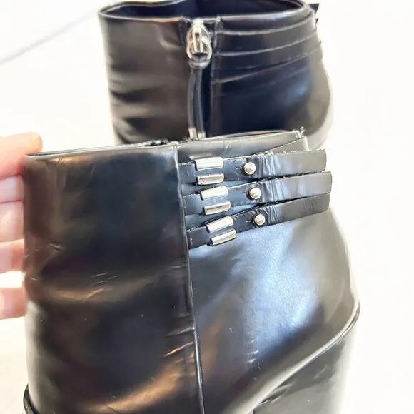 🌷SALE L.A.M.B. Martini Boot Size 7 Buckles Rocker Moto Heeled Boot Studded