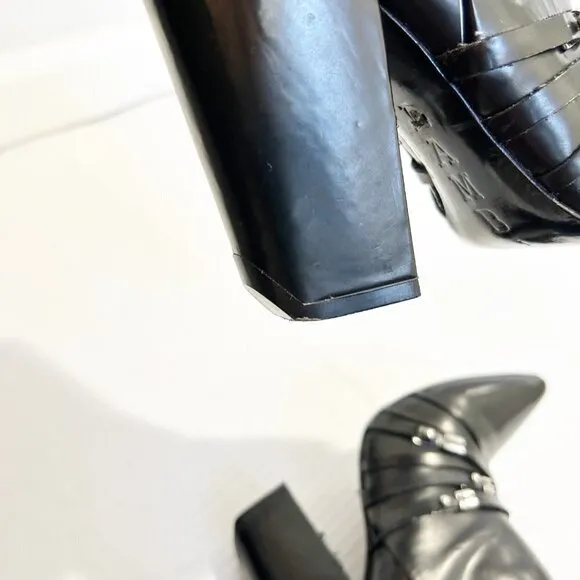 🌷SALE L.A.M.B. Martini Boot Size 7 Buckles Rocker Moto Heeled Boot Studded