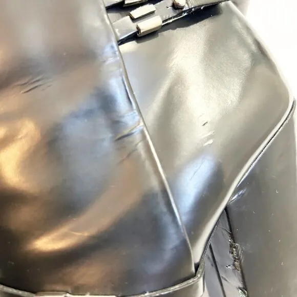 🌷SALE L.A.M.B. Martini Boot Size 7 Buckles Rocker Moto Heeled Boot Studded