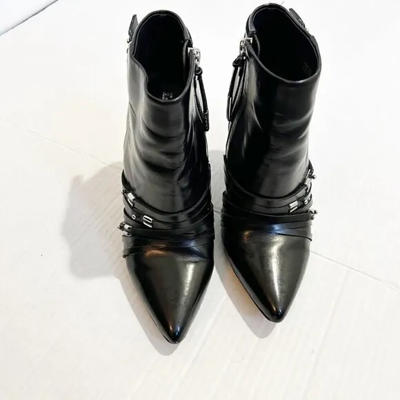 🌷SALE L.A.M.B. Martini Boot Size 7 Buckles Rocker Moto Heeled Boot Studded