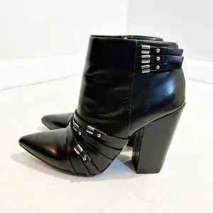 🌷SALE L.A.M.B. Martini Boot Size 7 Buckles Rocker Moto Heeled Boot Studded