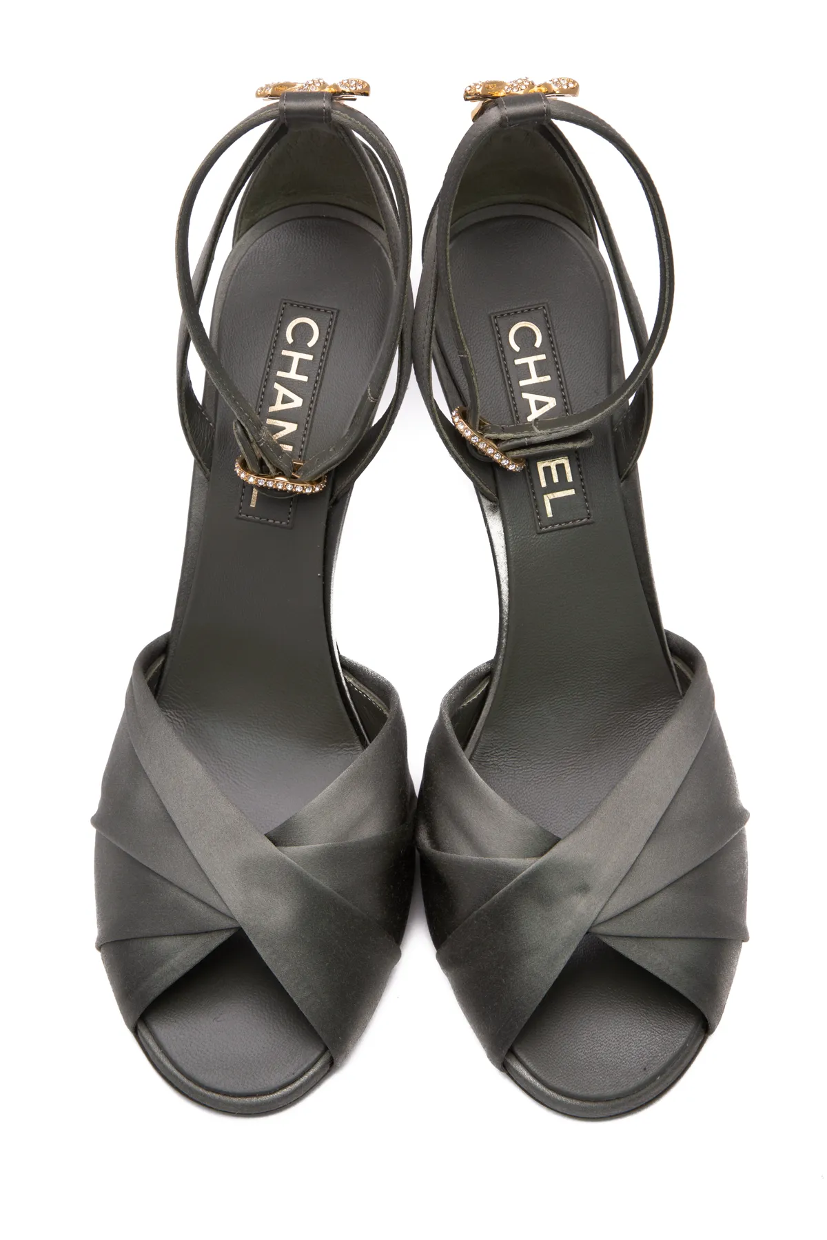 Satin Crystal Heels - Size 40.5