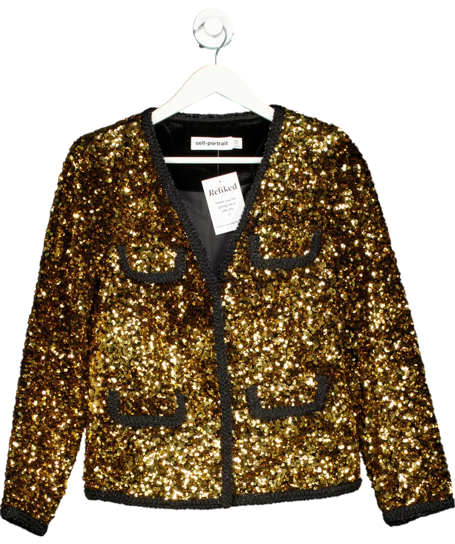 Self-Portrait Metallic Braided Trim Sequin Jacket UK 8