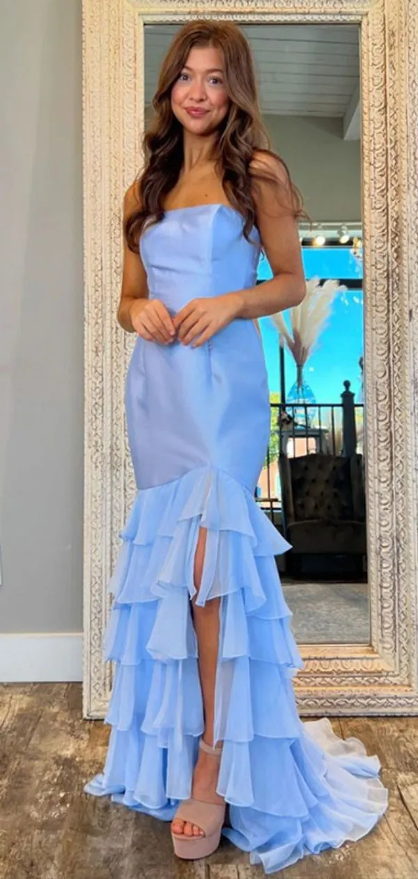 Sexy Sweetheart Sleeveless Mermaid Satin Evening Prom Dresses Online, OLP818