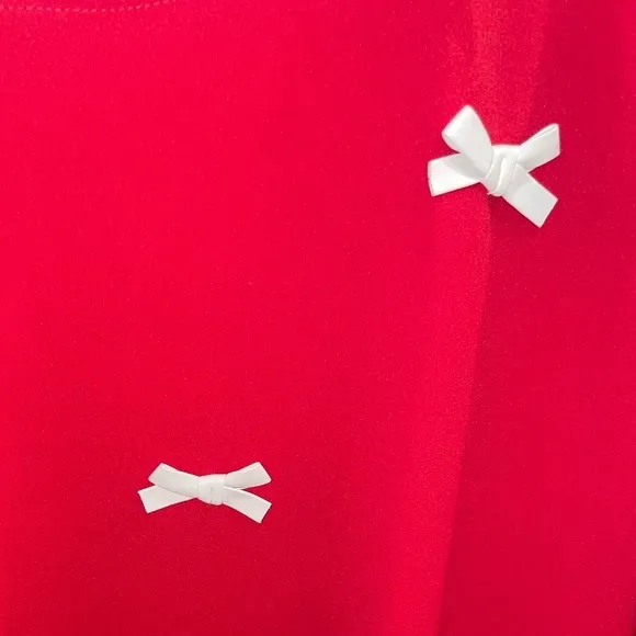 She Sky Dress Women Large Bow Embellished Shift Faux Leather Red New Years Girly