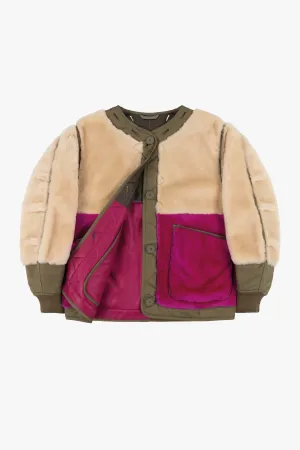 Shearling Quilt Bomber - Blush / Fuchsia