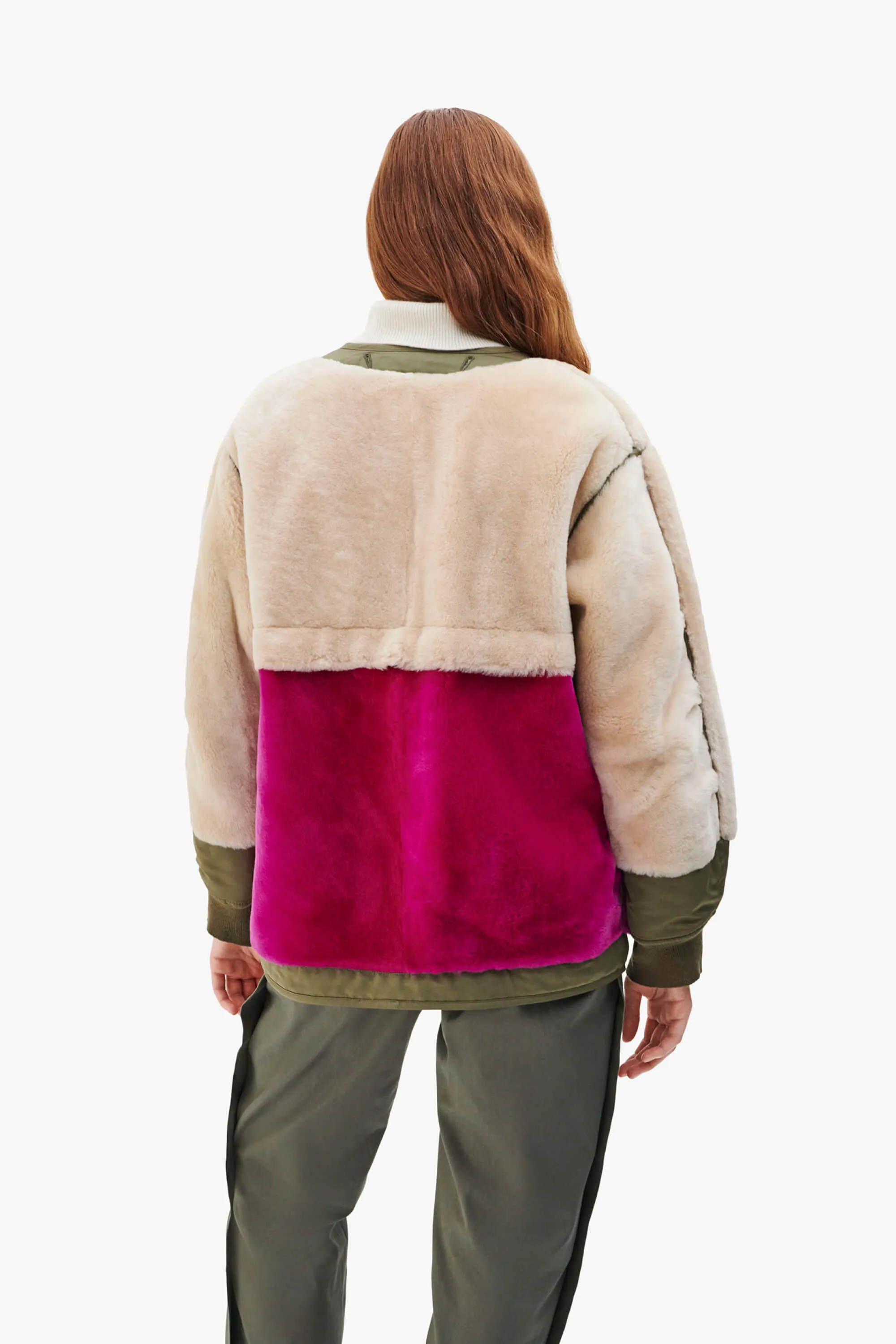 Shearling Quilt Bomber - Blush / Fuchsia