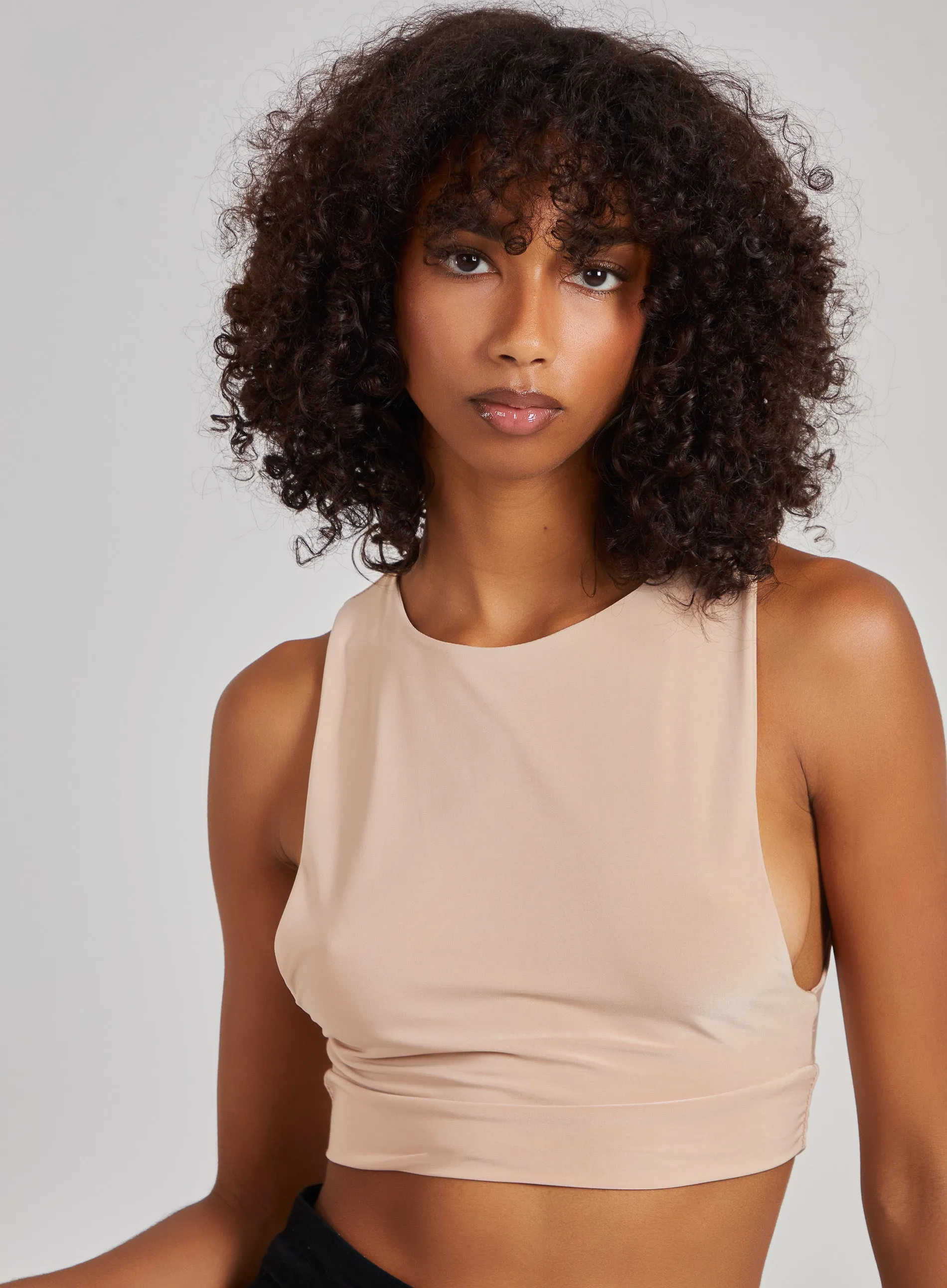 Sleeveless Slinky Crop Top