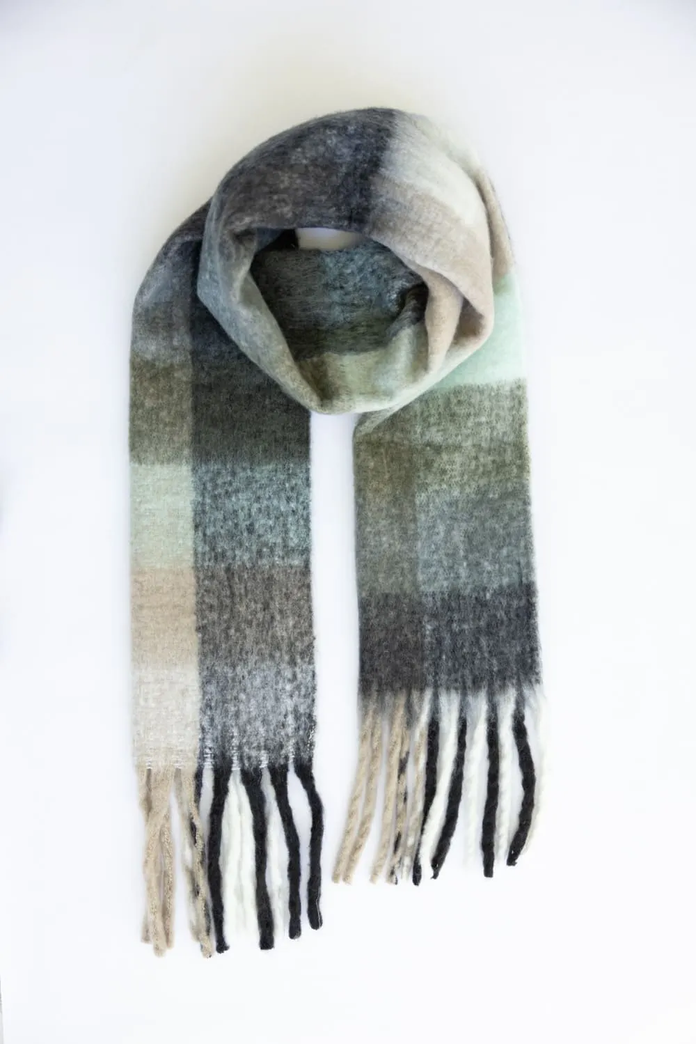 Soft & Cozy Plaid Scarf for Women in Black | WCLI20077-BLK