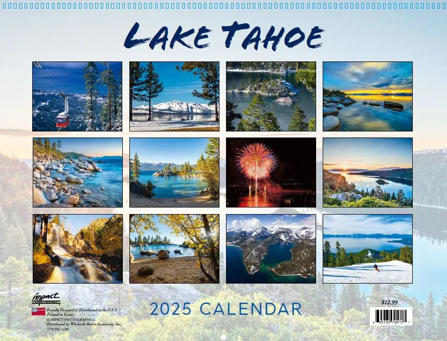 Souvenir Calendar 2025 Scenic Photo Journey Lake Tahoe 12 Month Calendar