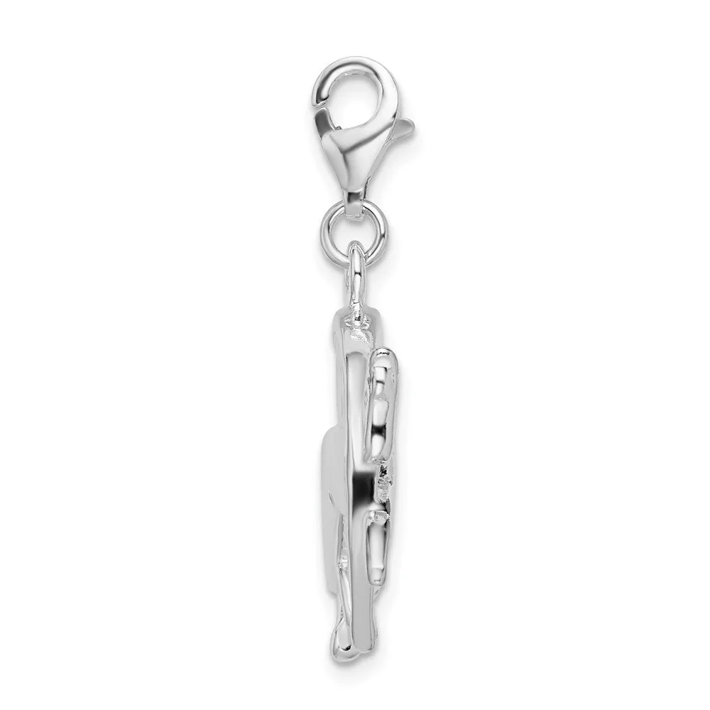 Sterling Silver Amore La Vita Rhodium-pl Polished Horse and Shoe Charm