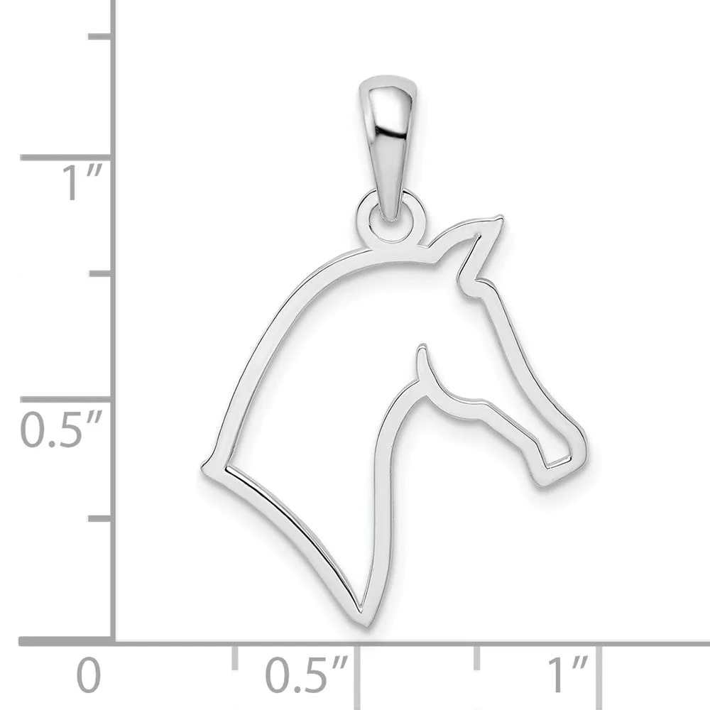 Sterling Silver Polished Cut-out Horse Head Pendant