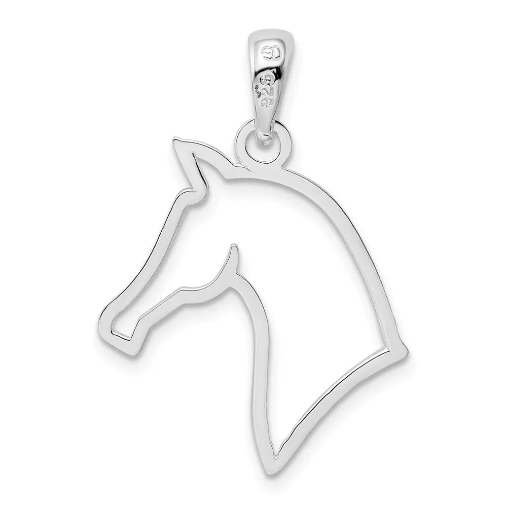 Sterling Silver Polished Cut-out Horse Head Pendant