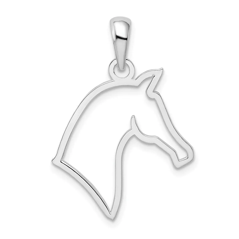 Sterling Silver Polished Cut-out Horse Head Pendant