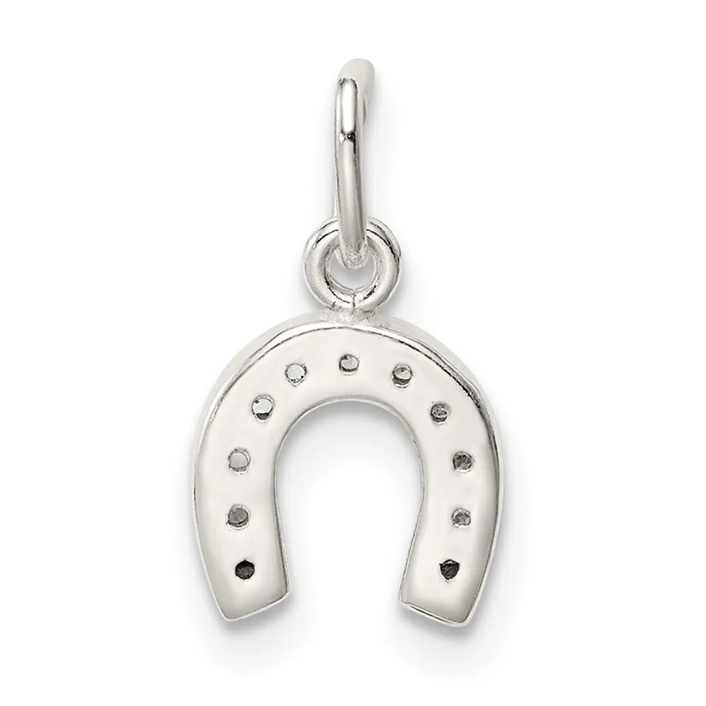 Sterling Silver Polished Horseshoe CZ Charm