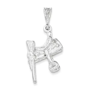 Sterling Silver Polished Saddle Pendant