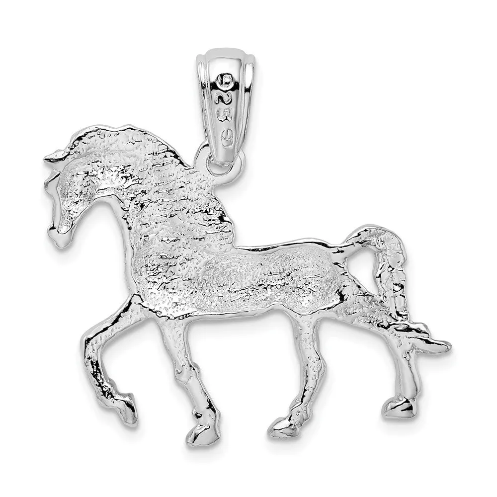 Sterling Silver Polished Walking Horse Pendant