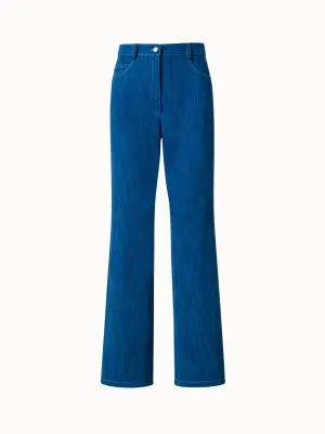 Straight Cotton Denim Stretch Pants
