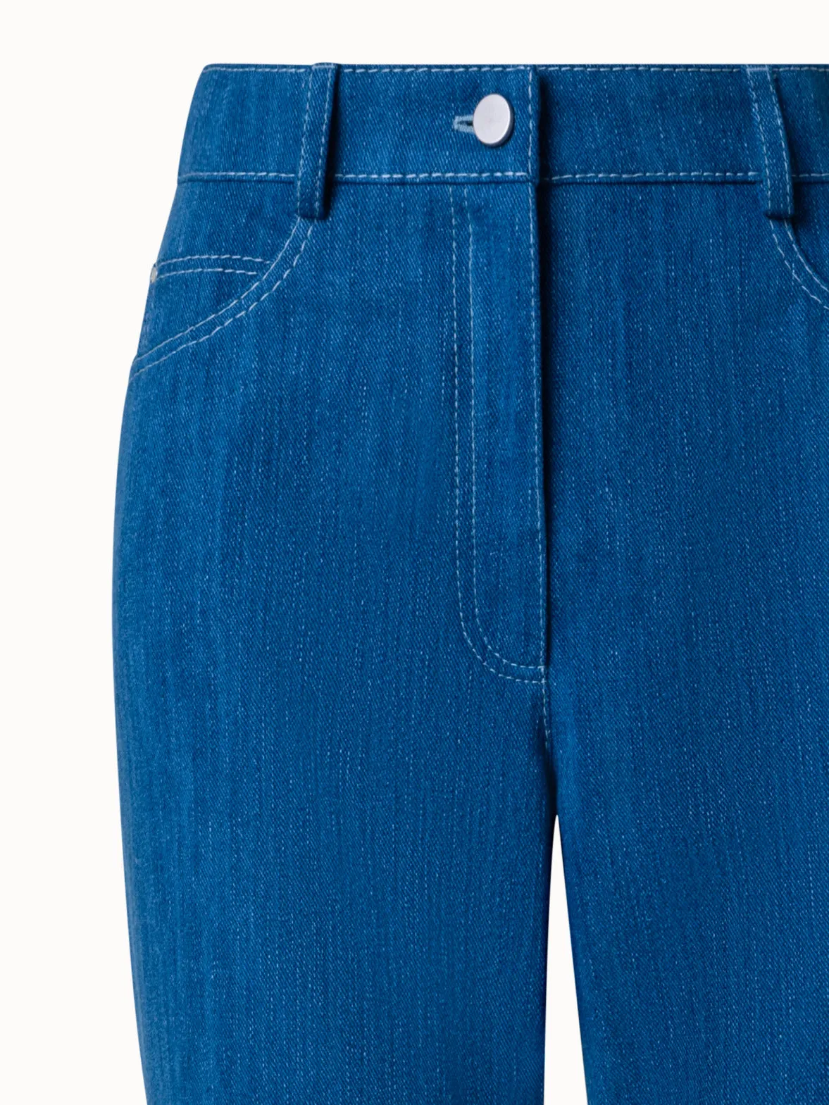 Straight Cotton Denim Stretch Pants