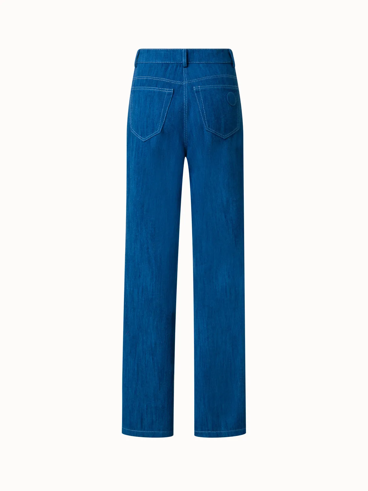 Straight Cotton Denim Stretch Pants