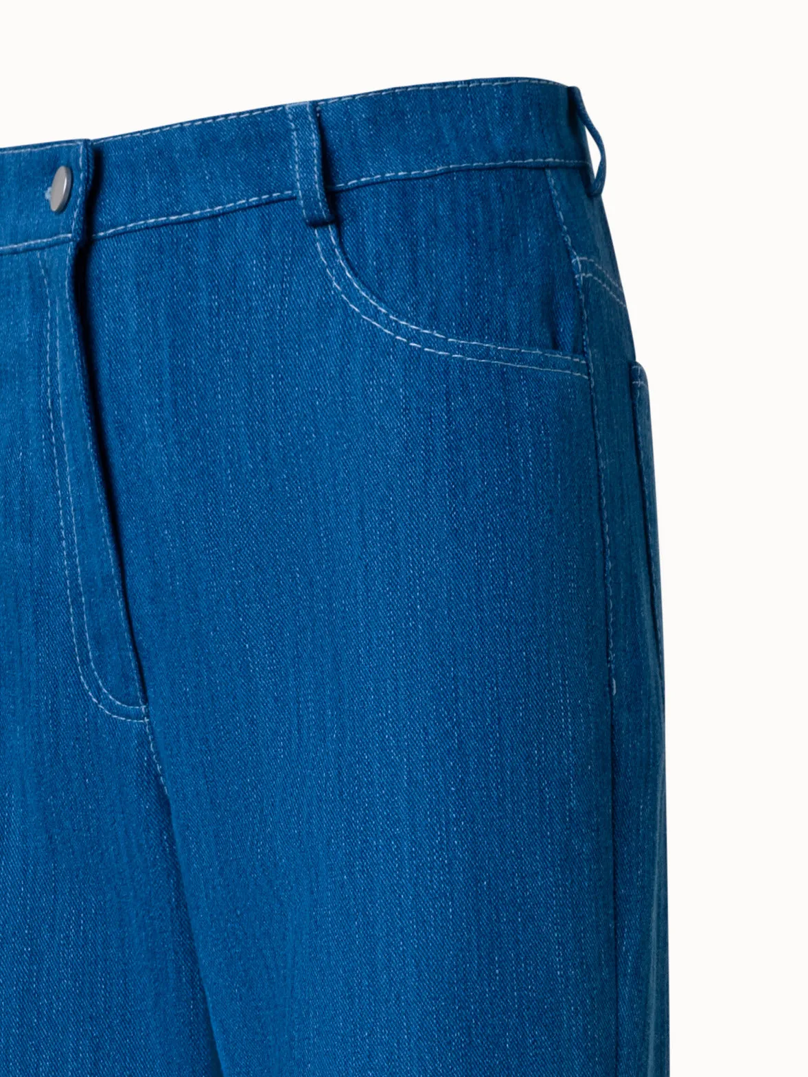 Straight Cotton Denim Stretch Pants