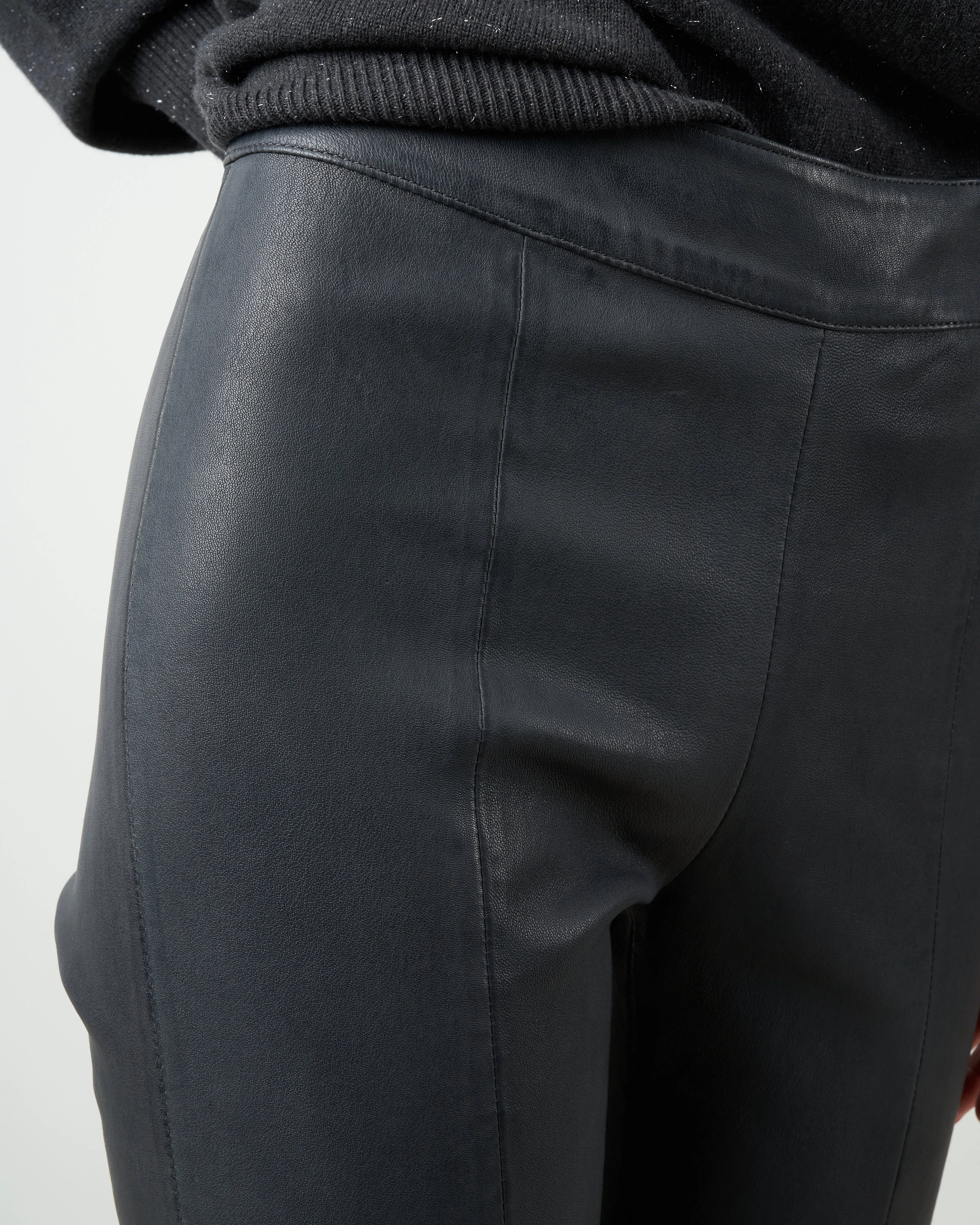 stretch leather legging - dark grey