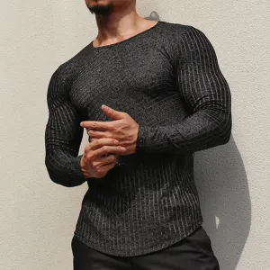 STRETCH STRIPED LONG SLEEVE T-SHIRT