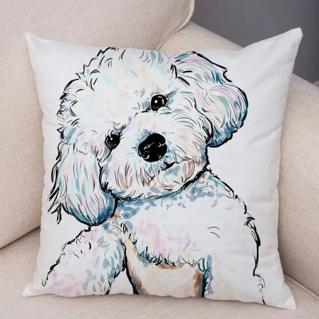 Stylish Dog Print Pillow Cases