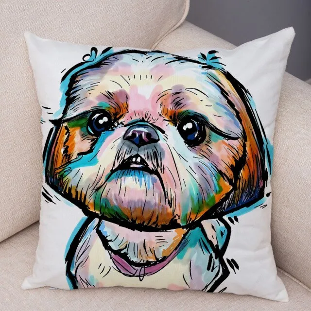 Stylish Dog Print Pillow Cases