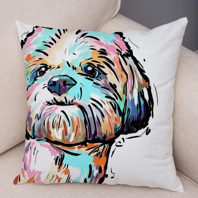 Stylish Dog Print Pillow Cases