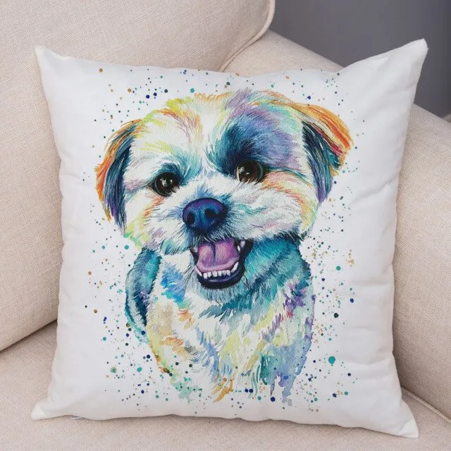 Stylish Dog Print Pillow Cases